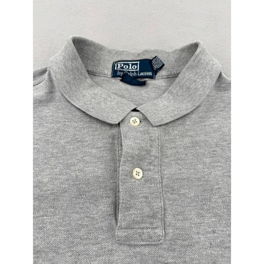 Polo Ralph Lauren Mens XXL Gray Custom Fit Short Sleeve Pique Polo Shirt‎
